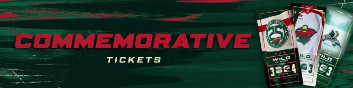 Minnesota Wild digital commemorative tickets with matchup and game details